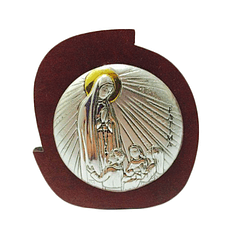 Placa de plata bilaminada con Nuestra Señora de Fátima