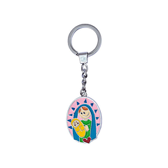 Porte-clés coloré avec l'enfant Jésus et Notre-Dame