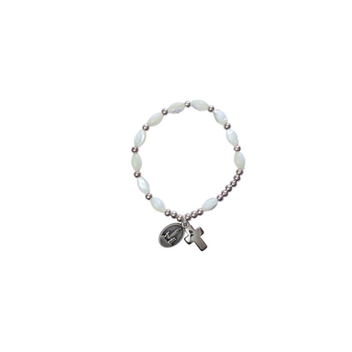 White stone bracelet with medal 1
