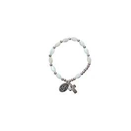 White stone bracelet with medal