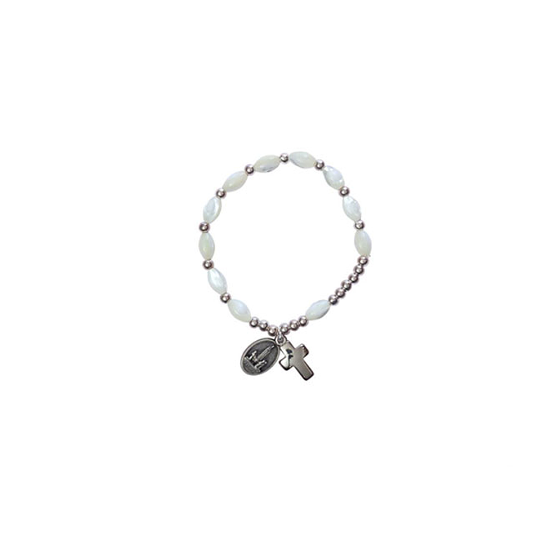 White stone bracelet with medal 1