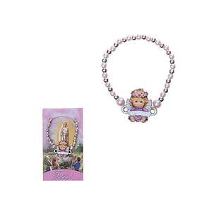 Pink pearl and angel bracelet