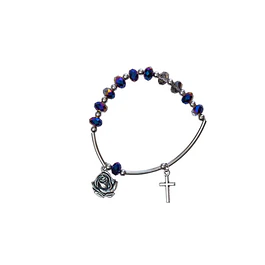 Blue crystal bracelet with rose
