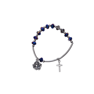 Blue crystal bracelet with rose