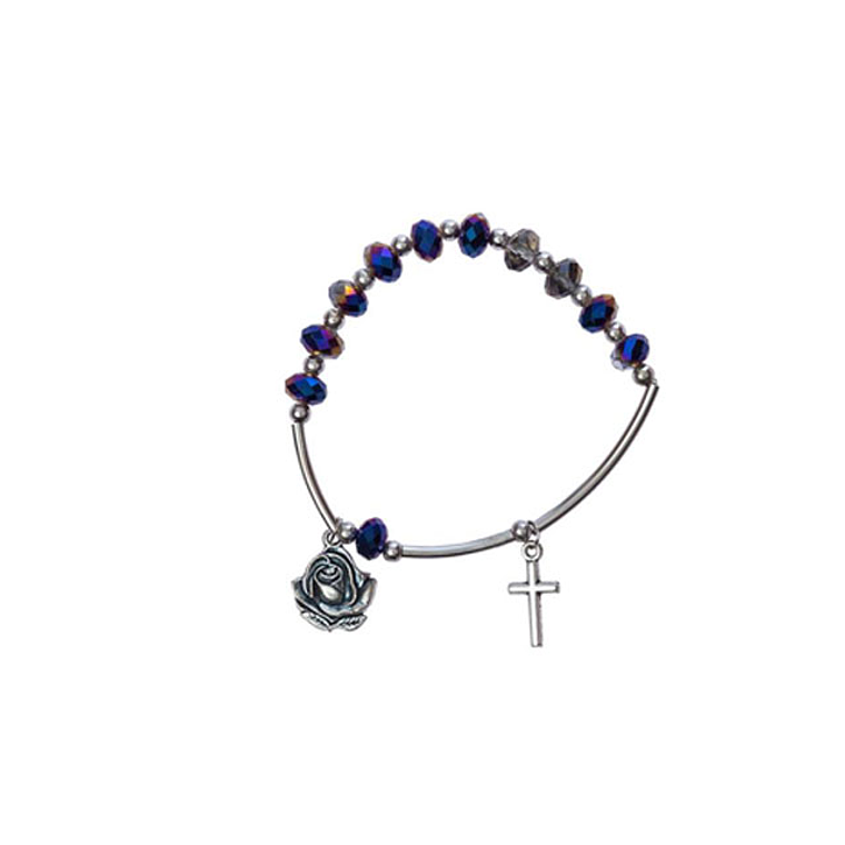 Pulsera de cristales azules con rosa 1