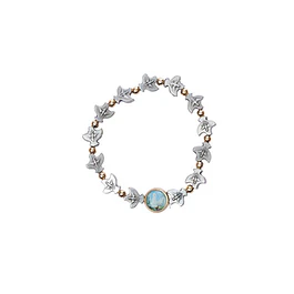 Gold bracelet with silver doves