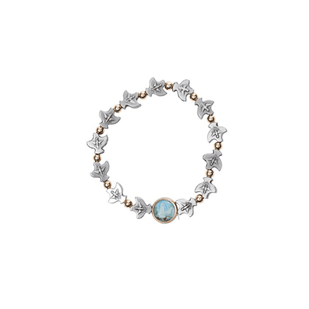 Bracciale dorato con colombe d'argento 1