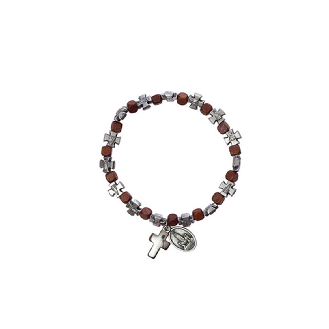 Bracelet en bois avec croix 1