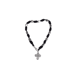 Cord bracelet with metal cubes