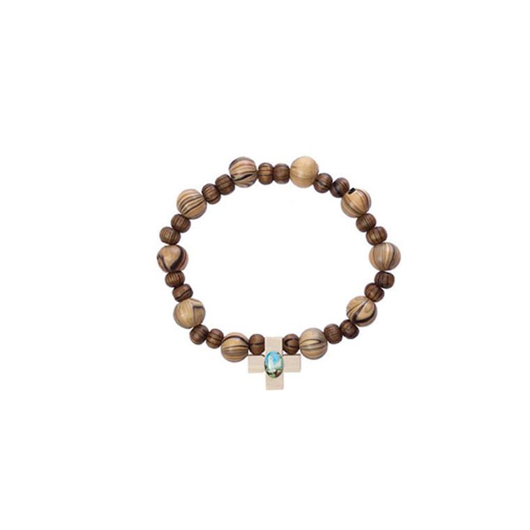 Pulsera de madera con cruz. 1