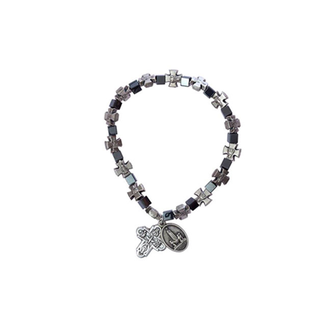 Pulsera de hematita con cruz 1
