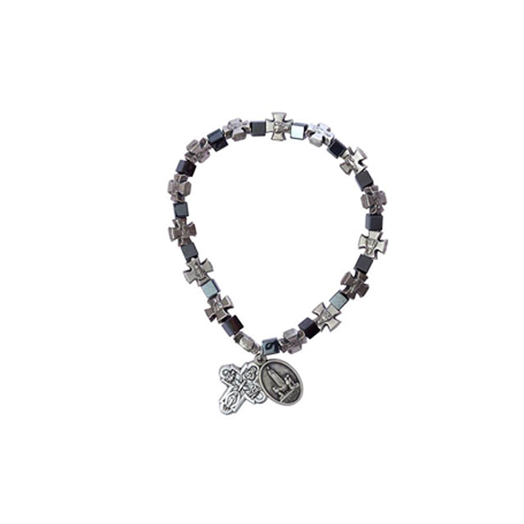 Pulsera de hematita con cruz 1