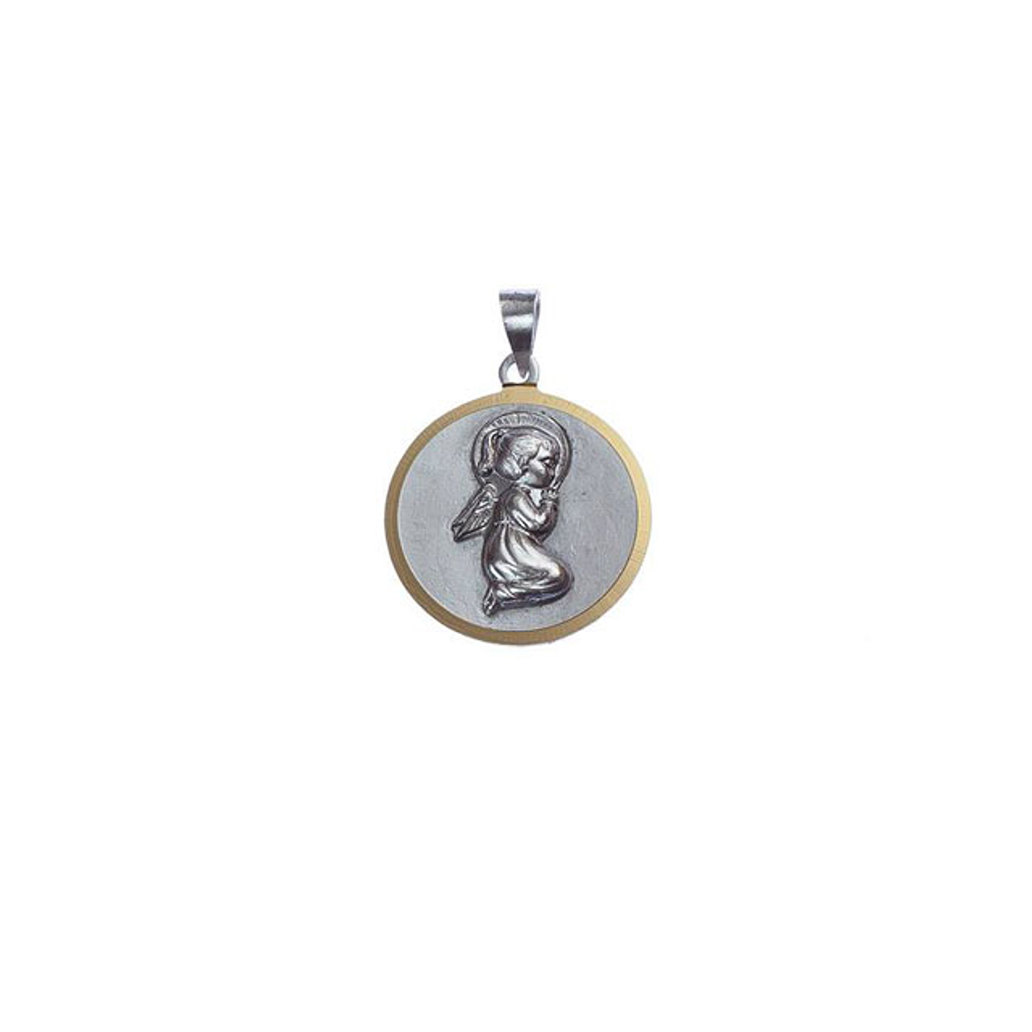 Grande medaglia tonda con ragazza angelo 1