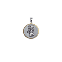 Large Round Medal with Angel Girl