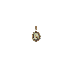 Medalla dorada pequeña con velo de Fátima 