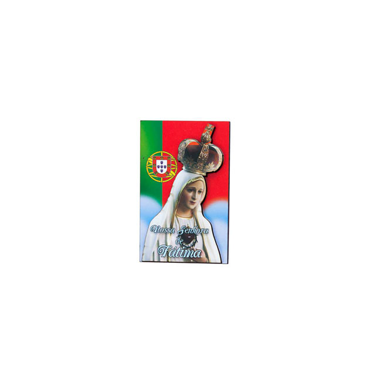 Imán de madera con N. Sra de Fátima / Bandera 1