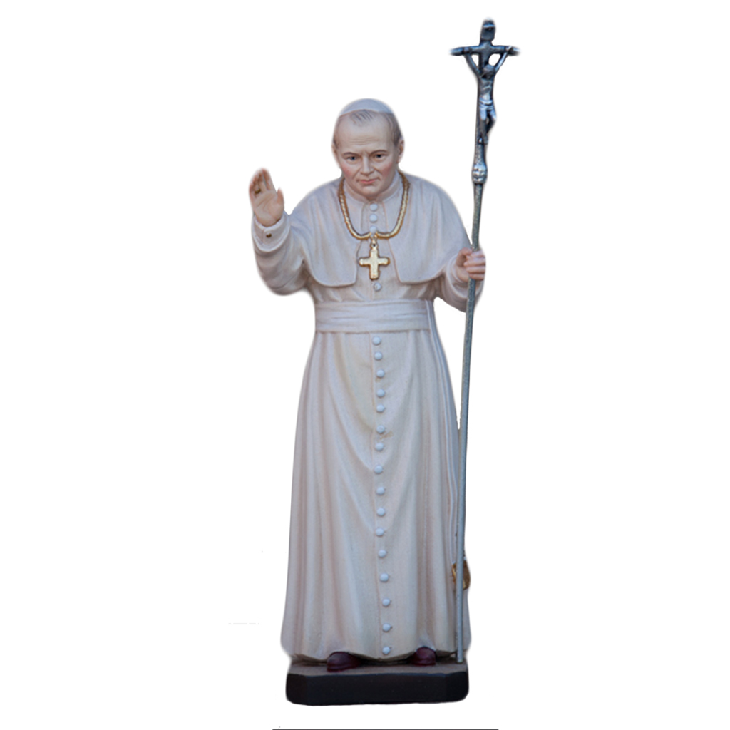 Imagem de Papa João Paulo II em madeira