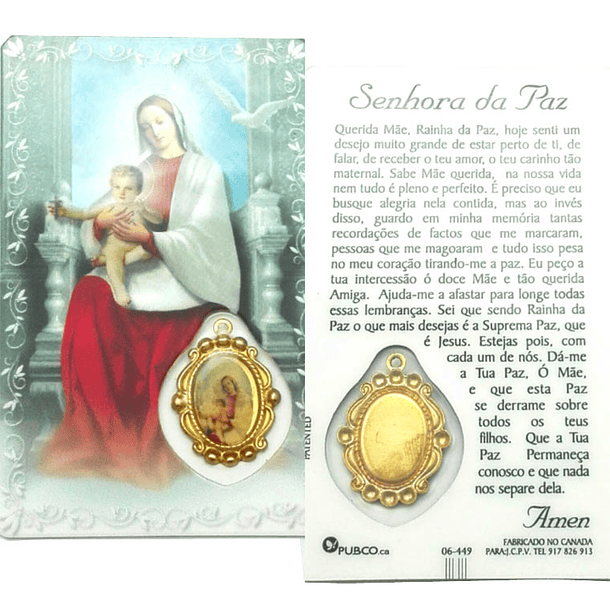 Prayer card of Our Lady of Peace 3