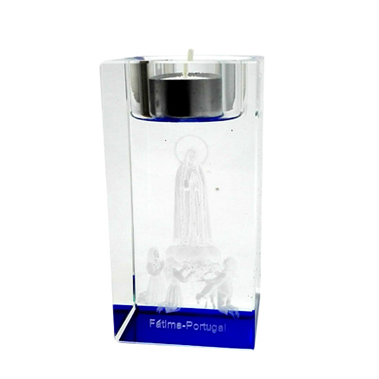 Crystal candlestick with Apparition of Fatima 1