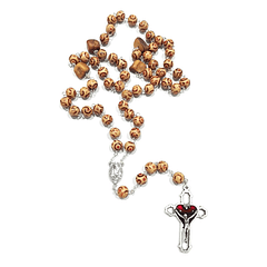 Wood rosary with heart of Fatima