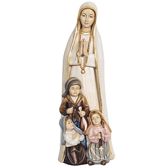 Nuestra Señora de Fátima y los tres pequeños pastores - Madera