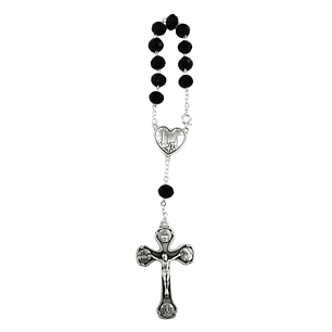 Crystal decade rosary with Heart of Fatima
