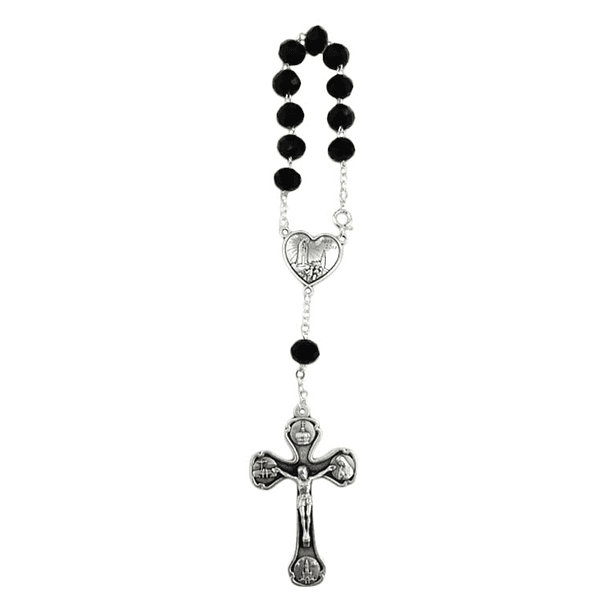 Crystal decade rosary with Heart of Fatima 2