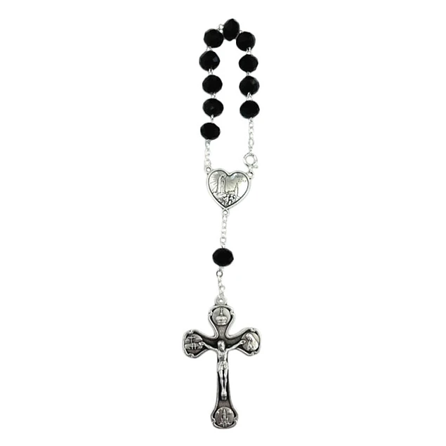 Crystal decade rosary with Heart of Fatima