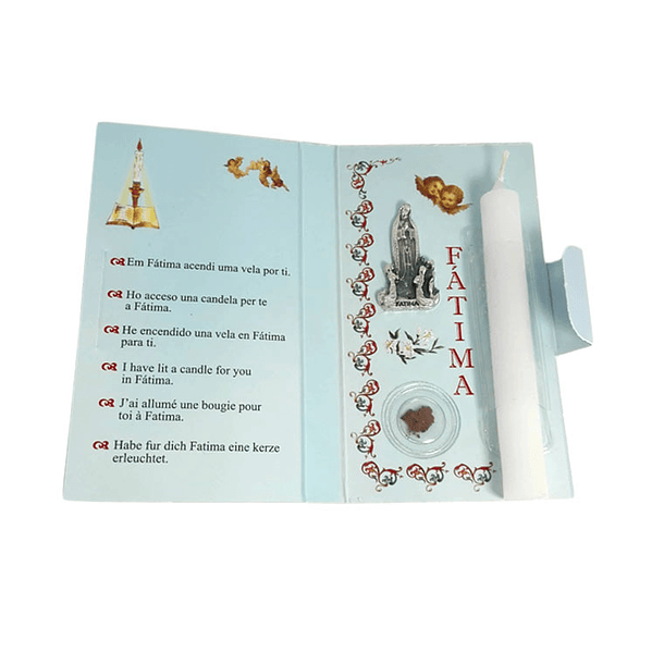 Catholic pack with soil and candle of Fatima 2