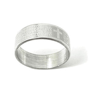 Religious ring with prayer Our Father