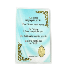 Carte de prière avec apparition de Fatima