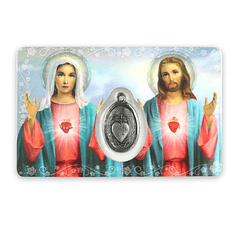 Tarjeta del Sagrado Corazón de María y Jesús