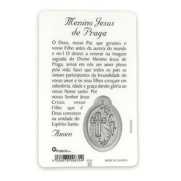 Prayer card of Baby Jesus of Prague 2