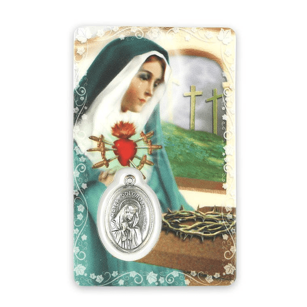 Tarjeta de oración de Nuestra Señora de los Dolores 1
