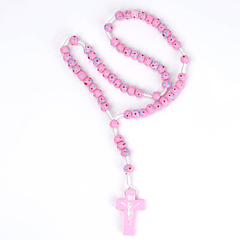 Pink wood rosary
