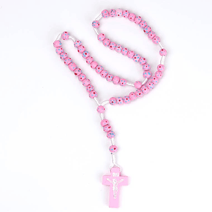 Pink wood rosary