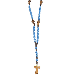 Colourful rosary with cross Tau
