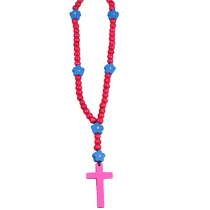 Rosary of wood with flowers