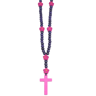 Rosary of wood with flowers