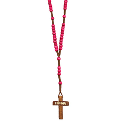 Pink wood rosary