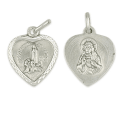 Medaglia Cuore di Fatima - Argento 925