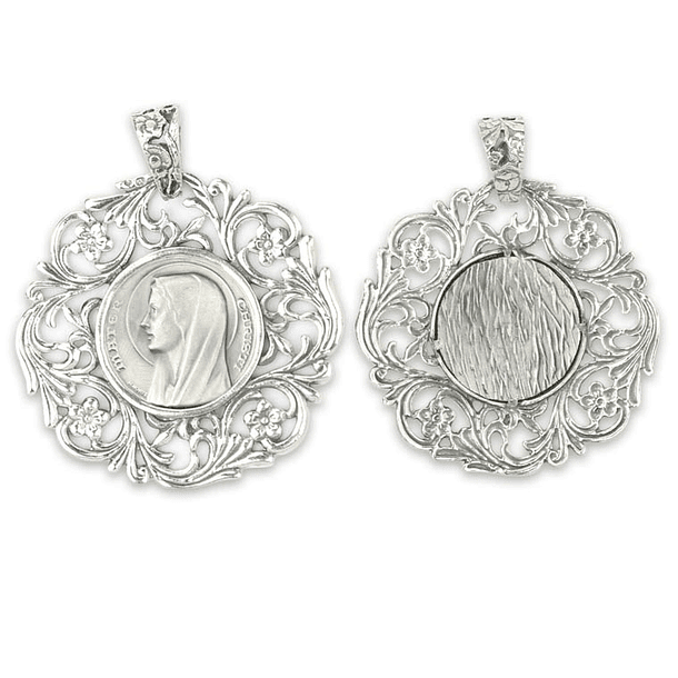 Medaglia di pizzo con volto della Madonna - Argento 925 