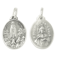 Medalla ovalada del Sagrado Corazón de Jesús - Plata 925