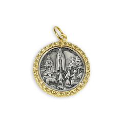 Fatima Appearance Round Medal - 925 Silver