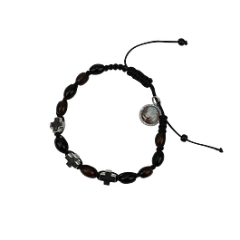 Pulseira de madeira com cruz