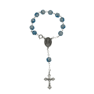 Decade rosary of blue roses