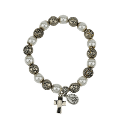 Pulseira de Pérolas e Rosas