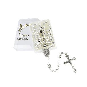 Silver rosary with roses