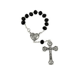 Crystal decade rosary with Heart of Fatima