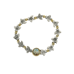 Bracciale dorato con colombe d'argento